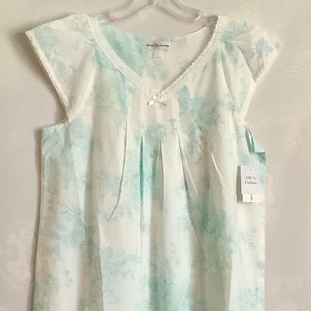 🎁🌷Miss Elaine Women’s Nightgown Short Sleeve Floral Print Sz L NWT